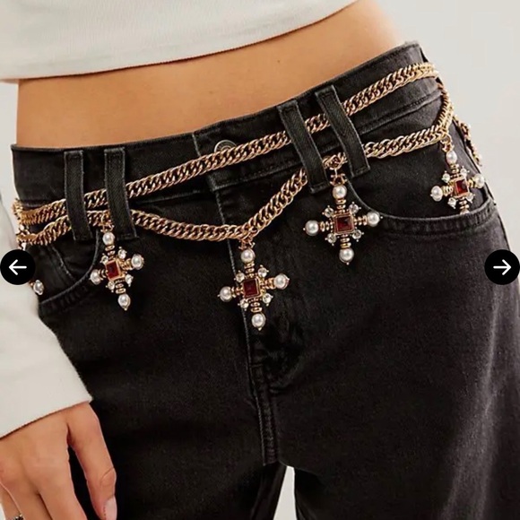 Free People Betrothed Renaissance Chain Belt Yellow/Gold Size 2-12 NWT - Picture 9 of 9